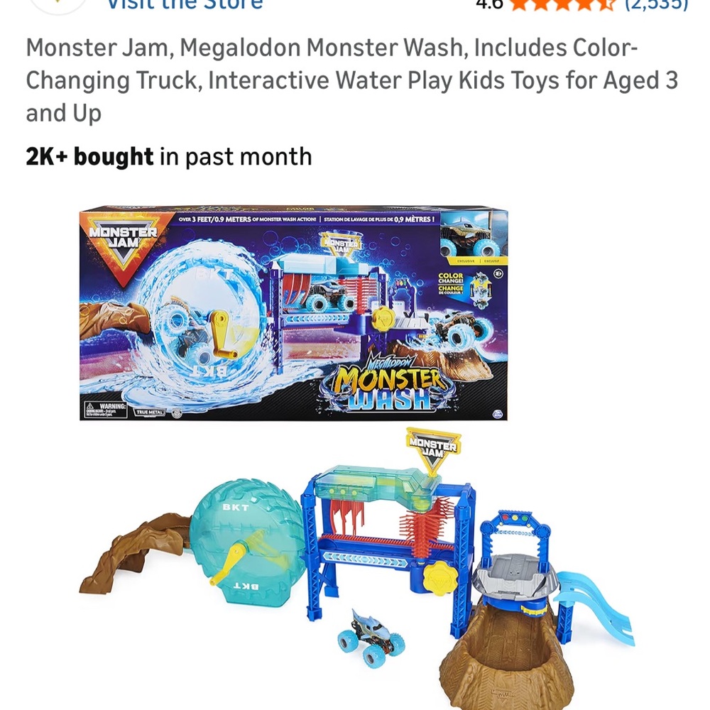 Monster Jam Megalodon Wash Playset with Color-Changing Truck